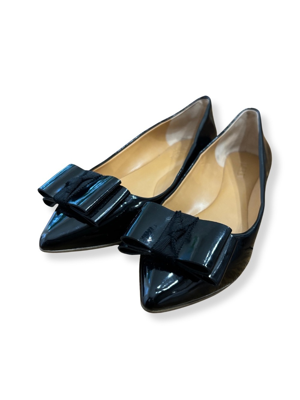 J.Crew Black Patent Bow Pointed Toe Flats – Size 6